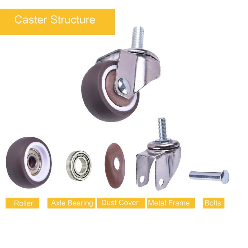 MyyYiTar 2" Swivel Stem Threaded Casters, TPR Mute Caster Wheel