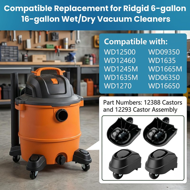 12388 Foot Caster and 12293 Caster Wheel Replacement for Ridgid