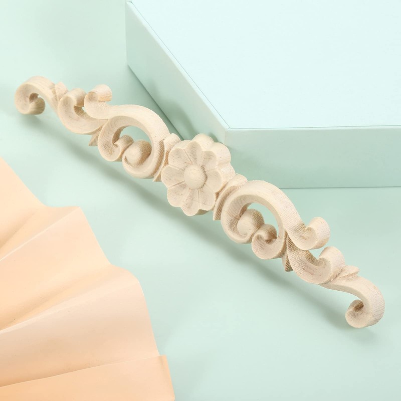 MUXSAM 4pcs 16 * 3cm Holz Skulptur Lang Corner Flourish