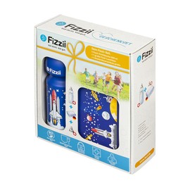 Fizzii Space Lunch Set (600 ml Water Bottle + Lunch Box + Replacement Drinking Cap in High-Quality Gift Box)