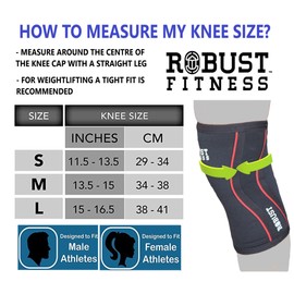 ROBUST FITNESS rodilleras | 1 par | Apoyo y compresión para levantamiento de pesas, levantamiento de potencia y entrenamiento cruzado | Manga de neopreno de 5 mm | Mujeres y hombres (negro/rojo, pequeño)