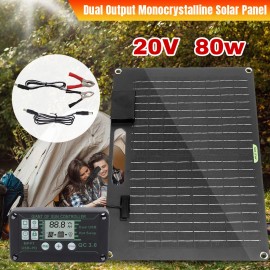 KEPEAK Portable 80W Solar Panel Kit Trickle Charger Battery Powered for Camping/RV Car - 1PCS