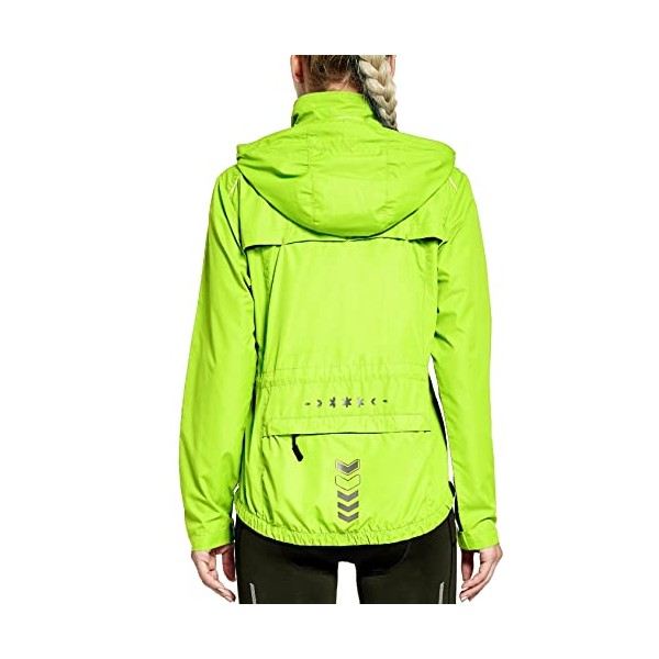 FitsT4 Women's Cycling Running Jackets Lightweight Windproof Bike Windbreaker Reflective with Hood Fluorescent Yellow Size M