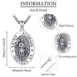 Archangel Michael/St. Benedict/Saint Christopher/Jesus/Cross Pendant Amulet Necklace 925 Sterling Silver Christianity Amulet Jewellery Men Women Gifts, Sterling Silver