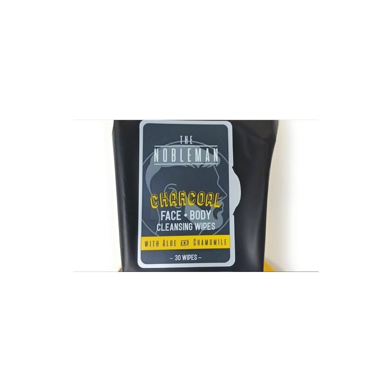 Nobleman The Face & Body Cleansing Wipes, Charcoal, 30 count