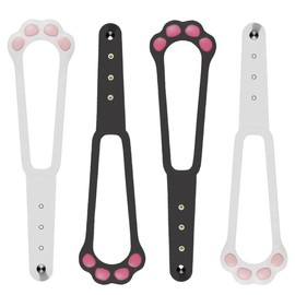 JAWUZ Pack of 4 Adjustable Cat Door Straps, Paw Shaped Cat Door Clamp Latches, Alternative Door Locks, Door Stopper for Pets, Cat Door Holder Latch, a