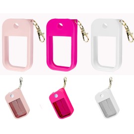 Shontotao Silicone Case for Touchland Power Mist & Glow Mist 1 fl oz Hand Sanitizer spray, 3-Pack with Keychain,Also compatible with some 1.69FL sanitizing & perfume bottles(pink+Rose red+white)