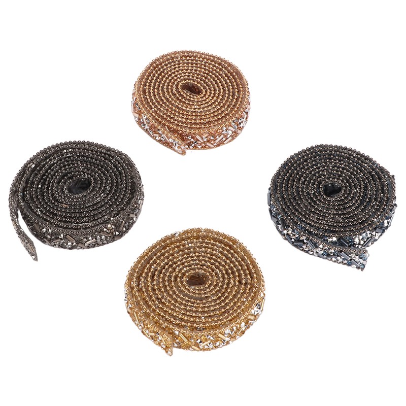 4Pcs Crystal Rhinestone Ribbon Self Adhesive Cuttable Shiny Rhinestone Ribbon