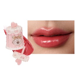 Flower Knows The Sweetie Bear Coating Lip Jelly,Soft Moisturizing Tinted Lip Gloss with Botanicals,Lightweight Non-Sticky Pink Lips Plumper,Cruelty-Free,0.18 oz(JE06 Strawpop)