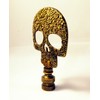 Lamp Finial-Aged Brass D.O.D. Skull on Aged Brass Base