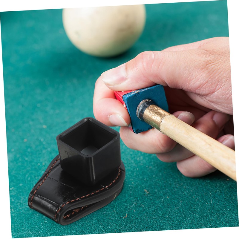 COLLBATH Portable Leather Pool Cue Chalk Holder with Magnetic Belt