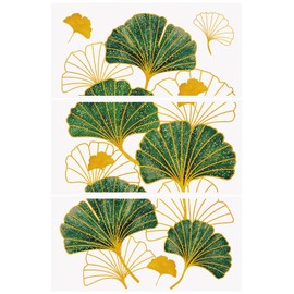 WANDIC 3 Sheets Transfer Stickers Ginkgo Biloba Plant Pattern Transfers Stickers Scrapbook Stickers for Photo Albums, Cups, Vases, 15 x 30 cm