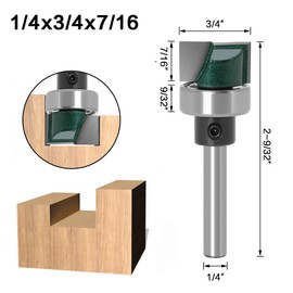 Bestgle 1/4" Shank Proessional Flush Trim Hinge Mortising Template Router Bit 3/4"W X 7/16"H Bottom Cleaning Woodworking Tool Milling Cutter Bit