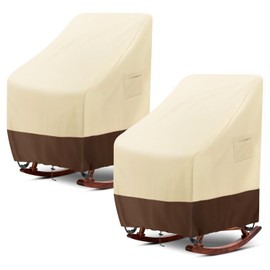 Outdoor Rocking Chair Cover 2 Pack, Heavy Duty Waterproof Patio Chair Cover for 27" W x 34" D x 45" H Rocking Chair Patio Garden Porch Outdoor Furniture Cover, Beige