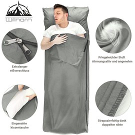 WILLNORN Sleeping Bag Liner - Soft & Lightweight Travel Sheet for Adults, 220x95cm - Portable & Easy Care, Ideal for Backpacking, Camping, Hotels, and Summer Trips