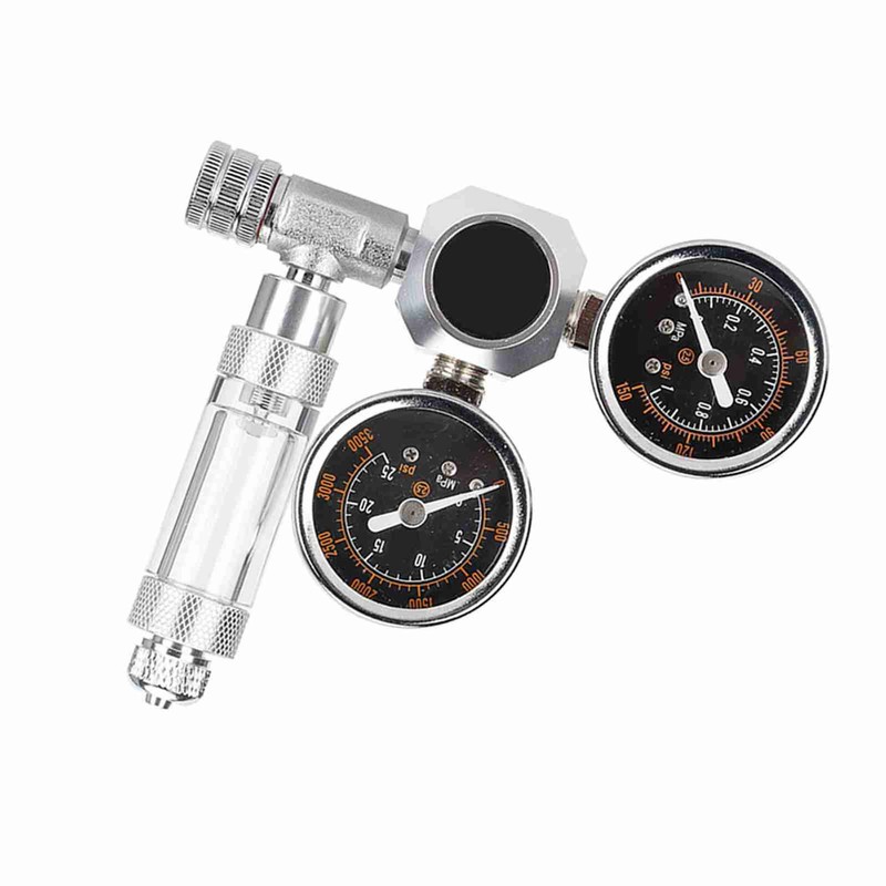 CO2 Regulator Aquarium Dual Gauge Display with Bubble Counter and