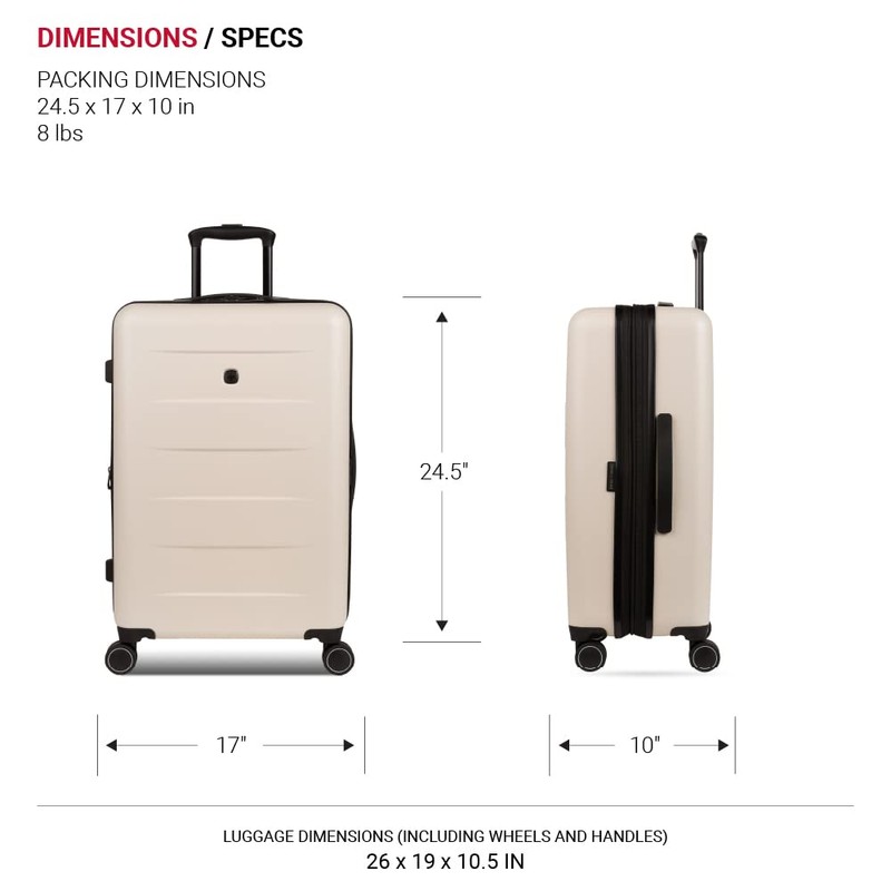 SwissGear Eclipse Hardside Expandable Luggage with Spinner Wheels, Medium Checked,