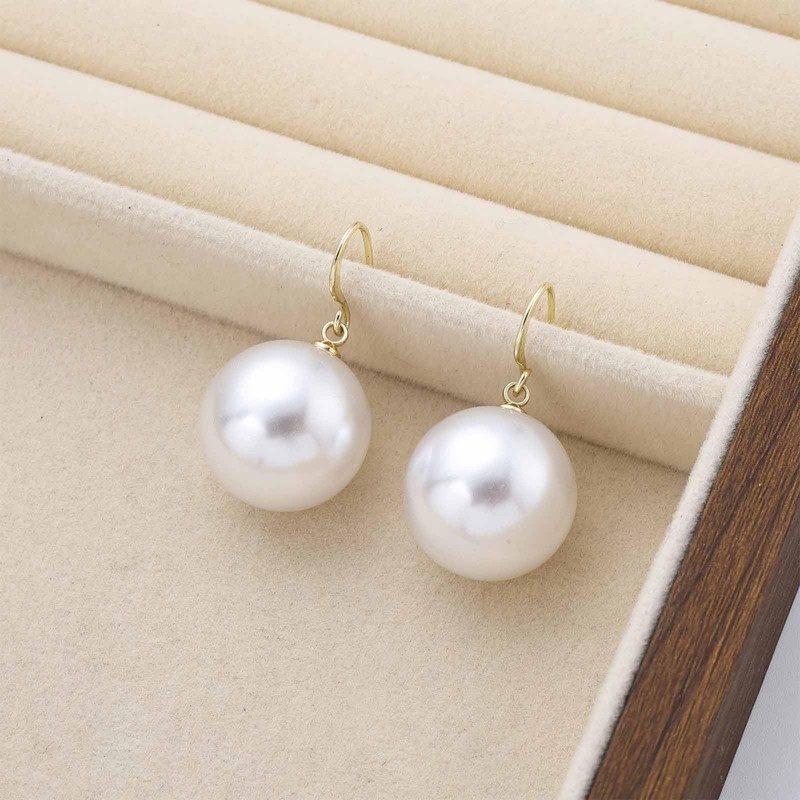 Jugielu Boho Large Round Pearl Earrings Big Pearls Drop Earring