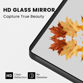 JISOSO Black Bathroom Mirror, 48x30 Inch Rounded Rectangle Matte Framed Wall Mounted Mirror, Bathroom Vanity Mirror, Tempered Glass, Anti-Rust, Horizontal/Vertical