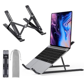 LAC FUTURE Laptop Stand Aluminium Alloy Notebook Stand Height Adjustable 7 Levels Laptop Stand Ventilated Cooling Laptop Holder for MacBook Pro Air, Dell, HP All 10-15.6 Inch Laptops