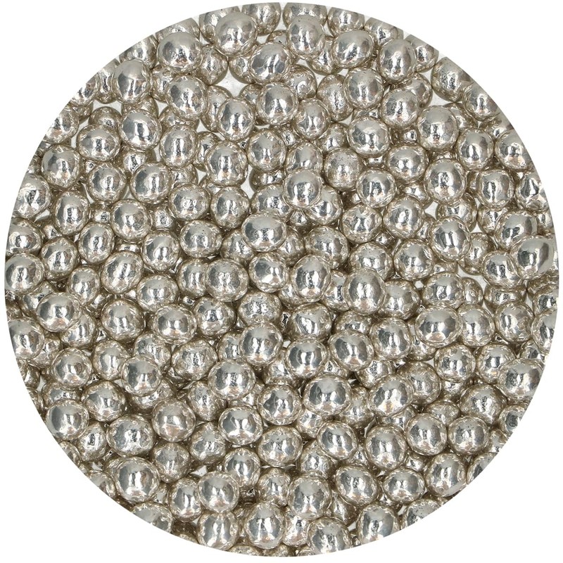 FunCakes Crispy Choco Pearls - Metallic Silver, Argento - Decorazioni