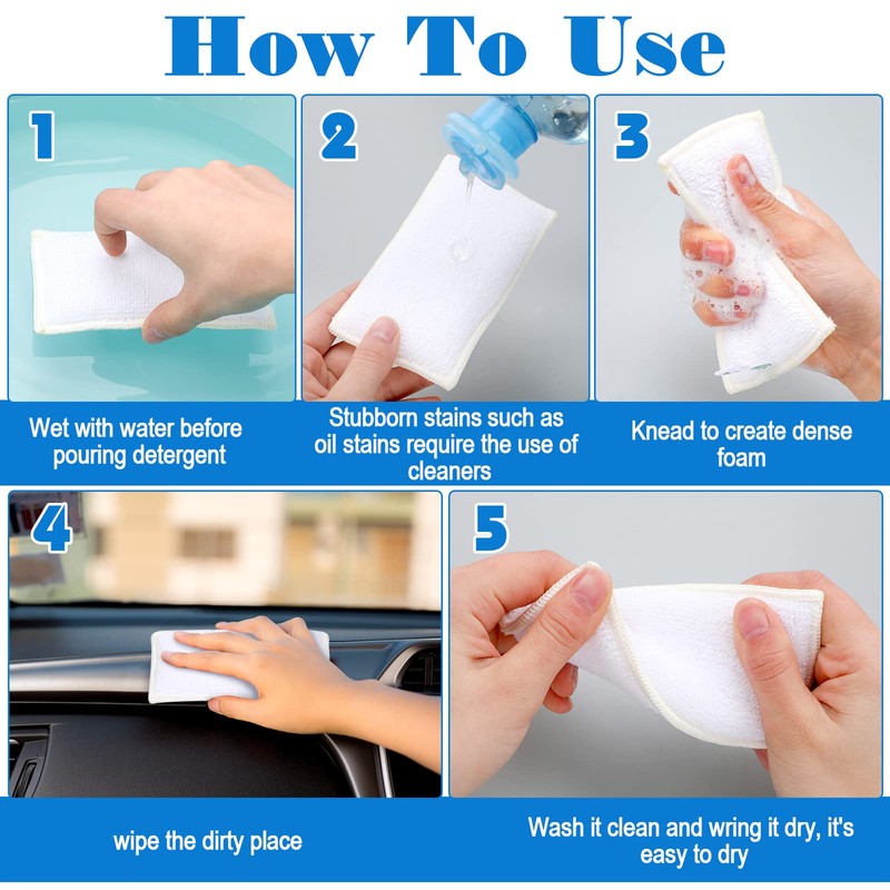 Gandeer 12 Pcs Interior Scrubbing Sponge for Leather Plastic Car