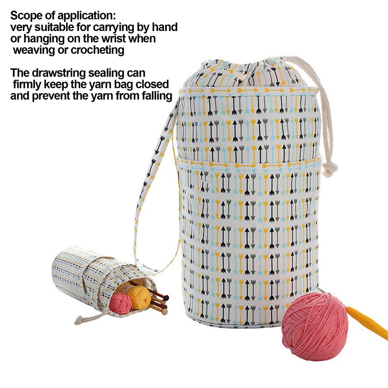 Yarn Bag Drawstring Sealing Storage Organizer Large Knitting Accessories for