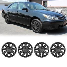 I1MOTOR 15 Inch Hubcaps Wheel Cover Compatible with Toyota Camry 2002-2006 [2002 2003 2004 2005 2006], R15 Hub Caps Wheel Rims Cover Replacement Snap-On Car, Set of 4, PP Material, (Matte Black)