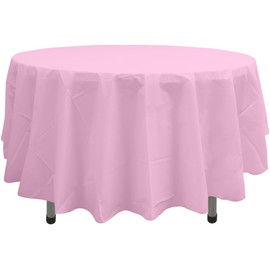 PARTY ULYJA Pink 2 Pack Plastic Tablecloth Round 84 Inches Disposable Rose Neon Pink Sturdy Table Covers for Dining, Birthday, Wedding, Picnic, Event and Outdoor Use