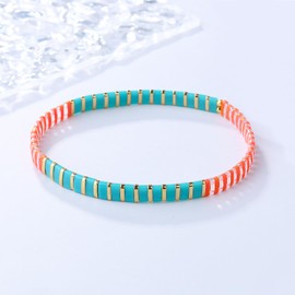 KELITCH Women's Bracelets Tila Beads Miyuki Beads Golden Beads Elastic Wrap for Adjustment Stackable Fashion Jewellery Set for Women, 水