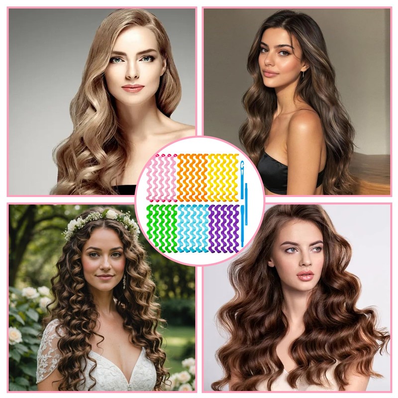36 Stück Lockenwickler für Lang Haar, Hair Curlers Spiral Curls