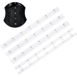 BENECREAT - 4 pares de corsés blanco, corsé de resorte de hierro de 13 pulgadas con gancho, cierre de ojo para coser y cerrar corsés de mujer, corsés de cintura