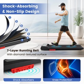 GYMAX Walking Pad, 340LBS Under Desk Treadmill with Remote, APP Control, LED Display & Built-in Wheels, Free Assembly Treadmill for Running, Jogging Working, 3 in 1 Desk Treadmill for Small Space