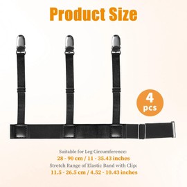 Men's Invisible Shirt Holder Attached to the Thigh, Shirt Stays with Non-Slip Clips and Comfortable Adjustable Elastic Bands, Prevents the Shirt Hem from Slipping, Stretchy Polyester Fabric