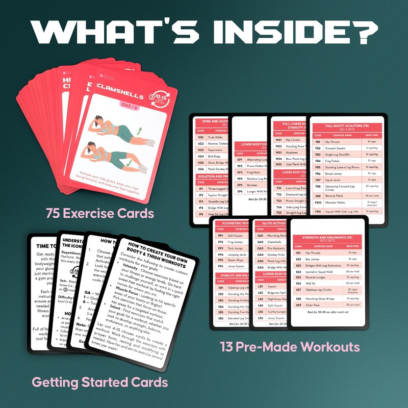 Zinsk 75 Booty & Thighs Exercise Cards - Feel the