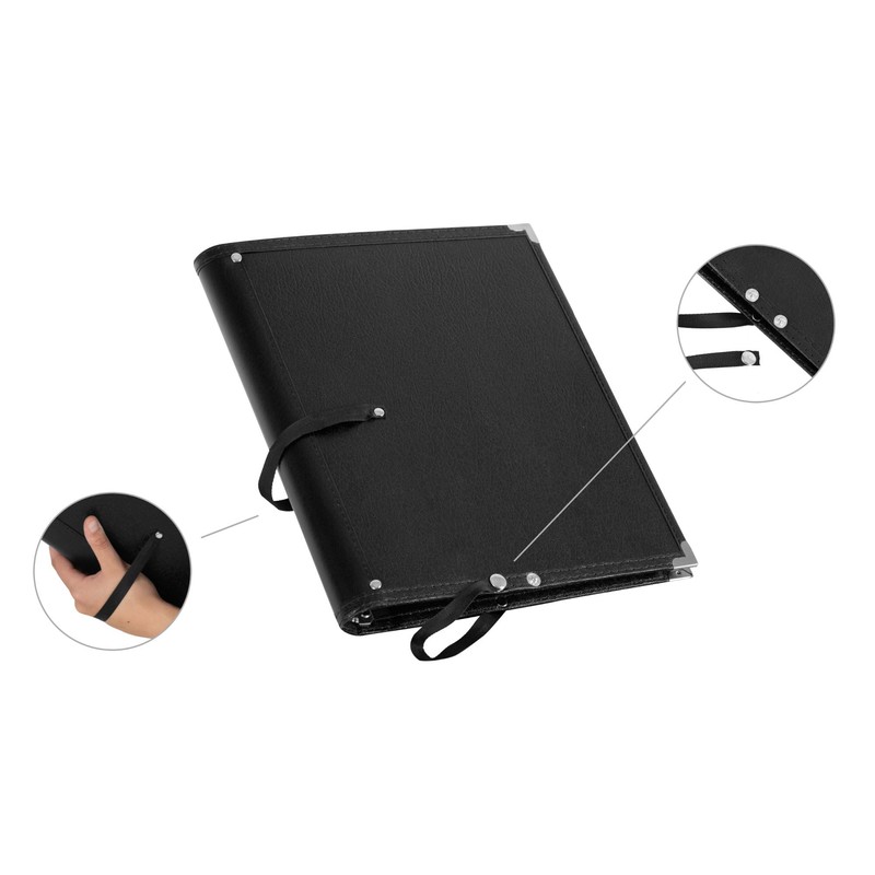 Classic Cantabile Music Folder (Sturdy Faux Leather, Hand Strap, Notes