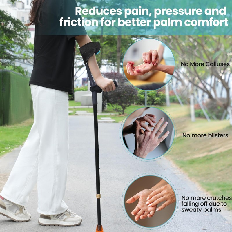Antdvao Forearm Crutches Pads(x4 Units), Elastic Crutches Padding for The