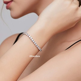 Tennis Bracelet Cubic Zirconia Bracelet for Women CZ Diamond Bracelet for Women Sterling Silver Bracelet Platinum Plated Tennis Bracelet Round Cubic Zirconia Women Bracelet Jewelry 3MM 7 Inch ZDaoBen