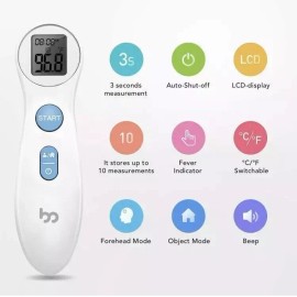 femometer (2 Packs) Infrared Digital Forehead Thermometer For Adults Kids With Batteries