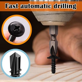 weideer 100pcs #8 Self Tapping Screws for matal,410 Stainless Steel Screws Assortment Kit,Black Oxide Truss Head Matal Screw (1/2" 50pcs+3/4" 50pcs)