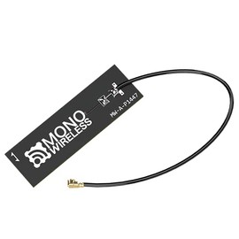 Mono Wireless Flat Antenna Embedded in Housing [UFL 0.55 x 1.9 inches (14 x 47 mm), 3.9 inches (100 mm) Cable]