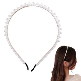 White Pearls Headband Hair Band Pearl Bling Bridal Headband for Wedding Thin Beaded Headbands Head Band White Vintage Hairdband Hair Hoop for Short Long Hair Pearl Hair Accessaries for Girls Women