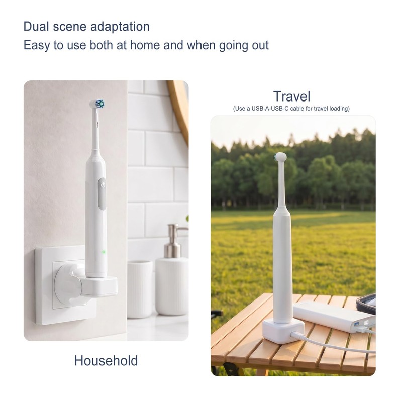 2-in-1 Wall Mount Charger for Oral-B Electric Toothbrush iO 2/3/4/5/6,