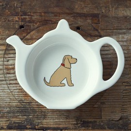 Sweet William Teabag Dish, Teapot Shape, Cocker Spaniel Golden