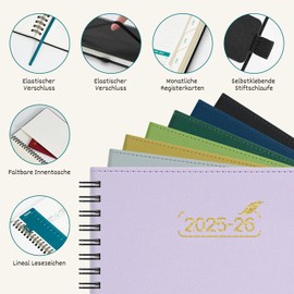 BEZEND 18-Month Calendar 2025 2026 Diary A5 1 Week 2 Pages with 2 Columns Weekly Planner from July 2025 to December 2026, Book Calendar Spiral Bound with PU Leather Soft Cover, Black