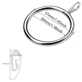 52 Set Metal Curtain Rings Drapery Curtain Hanging Rings with Plastic Curtain Hooks for Curtains and Rods, 30 mm Internal Diameter…