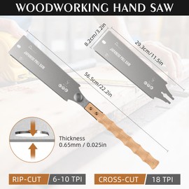 ss shovan Profi Ryoba Japans?ge, Abnehmbar Hands?ge 233mm aus SK5 Karbonstahl, Doppelte Kante Progressiv 6-10/18 ZpZ Holzs?ge fr Heimwerk Japanische S?ge Feins?ge fr Querschnitt, L?ngsschnitt