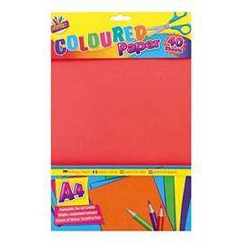 Art Box 40 Sheets A4 Coloured Paper, Assorted