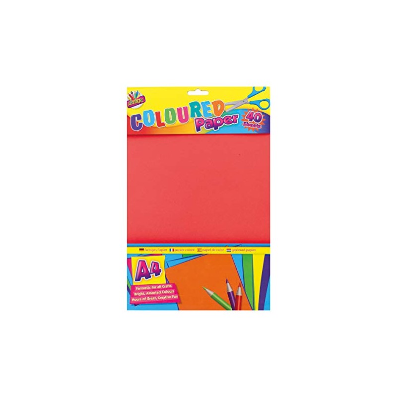 Art Box 40 Sheets A4 Coloured Paper, Assorted