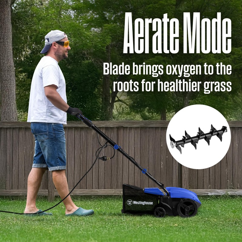 Westinghouse 13-Inch 12 Amp 2-in-1 Corded Electric Dethatcher and Aerator